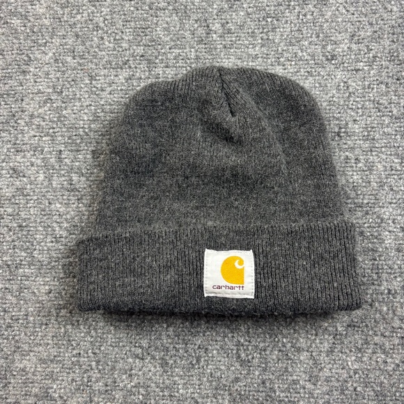 Carhartt Other - CARHARTT Men’s Charcoal Grey Knit Beanie Cuffed Logo Patch Winter Hat One Size